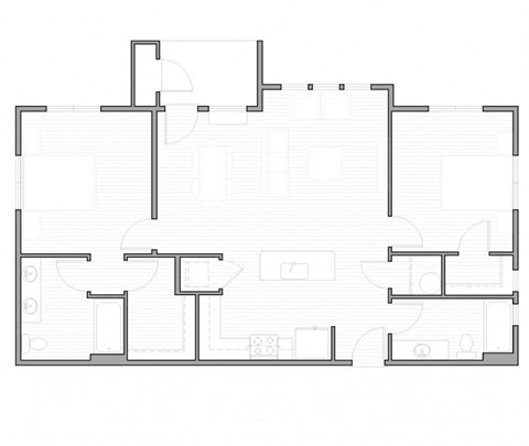 Floor plan for 2 beds, 2 baths, 1021 sqft